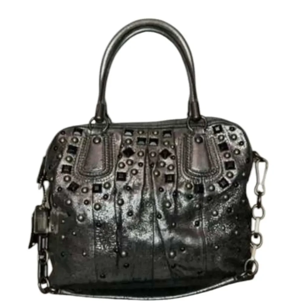 COACH Limited ED KRISTIN GRAY METALLIC SILVER GUNMETAL‎ NUBUCK SUEDE BAG Purse